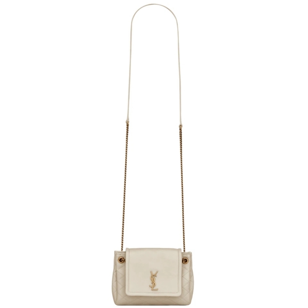 Like NEW! YSL SAINT LAURENT Nolita Mini Blanc Vintage Lambskin Shoulder Bag GABY - Picture 11 of 16